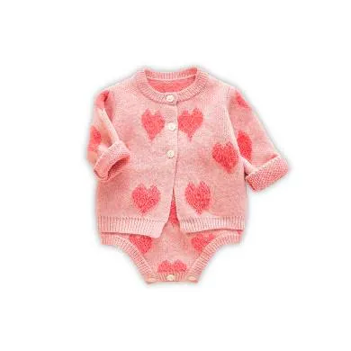 Conjunto bebé Corazones pink