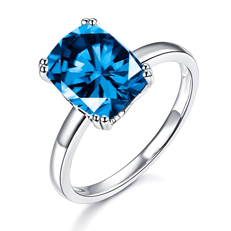 Compromiso Anillo Con Piedra Azul Cielo Anillo